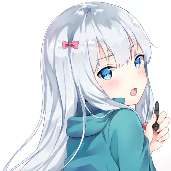 blue eyes white hair blush face Sagiri Izumi Anime EroManga-Sensei PFP