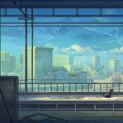 Download Broken Glass Cat City Building Train Station Anime Original  PFP by ふぃーる