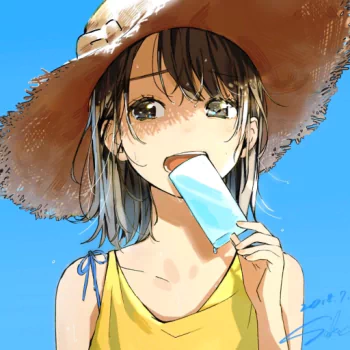 brown eyes brown hair hat Anime Original PFP