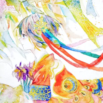 blue eyes headdress kimono short hair colorful Anime Original PFP