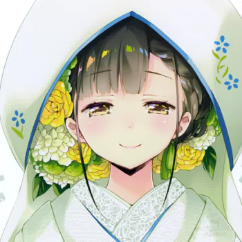 hood kimono yellow eyes black hair short hair braid flower smile Anime Original PFP