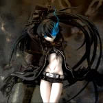 Anime character Black Rock Shooter stands in a dynamic pose with long black hair and a streak of blue. The image is used as a forum avatar/profile photo.