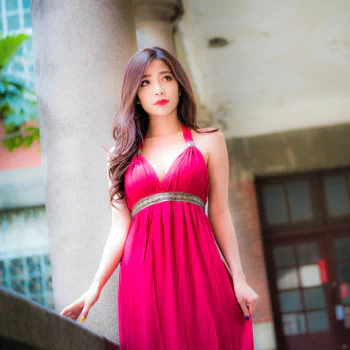 red dress lipstick brunette asian model woman PFP