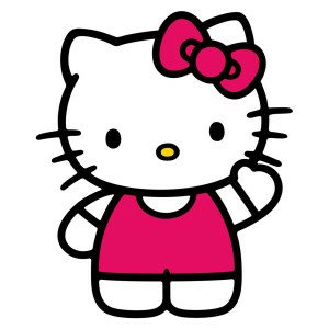 Anime-style Hello Kitty character with a red bow and red outfit, shown in a simple, cute profile avatar design.