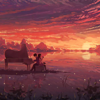 horizon reflection cloud sky piano Anime couple anime couple anime sunset Sky Anime PFP