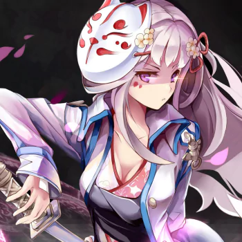 purple eyes mask long hair Anime Original PFP