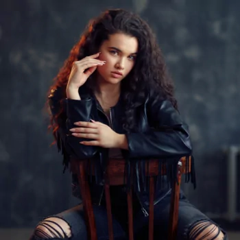 leather jacket black hair model woman PFP