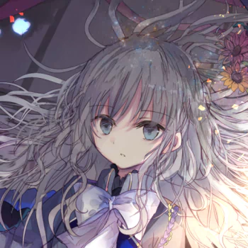 bow (Clothing) grey eyes grey hair long hair Anime Original PFP