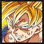 Dragon Ball Z avatar featuring close-up of Goku in Super Saiyan form for profile picture use.