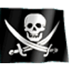 A stylized pirate flag with a skull and crossed swords in a bold, fantasy-themed design, used as a forum profile avatar.