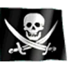 A stylized pirate flag with a skull and crossed swords in a bold, fantasy-themed design, used as a forum profile avatar.