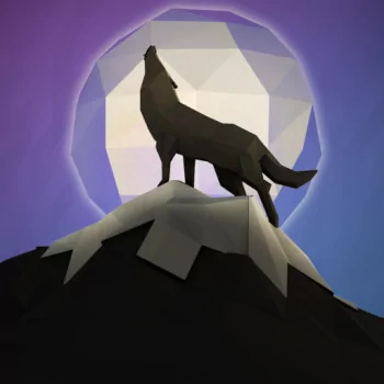 low poly wolf moon night Abstract facets PFP