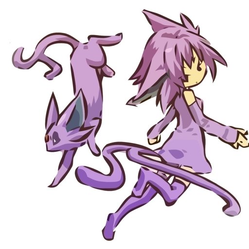 Anime-style forum avatar/pfp of Espeon, the purple Psychic Pokémon Eeveelution, depicted as both quadruped and humanoid stylized character in motion.