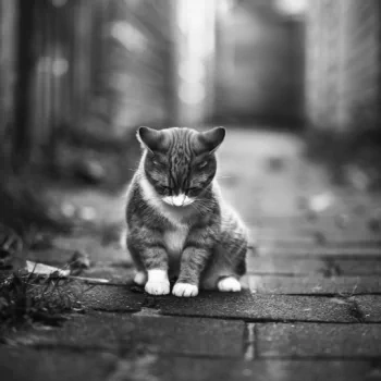 Black & White sad cat Animal PFP