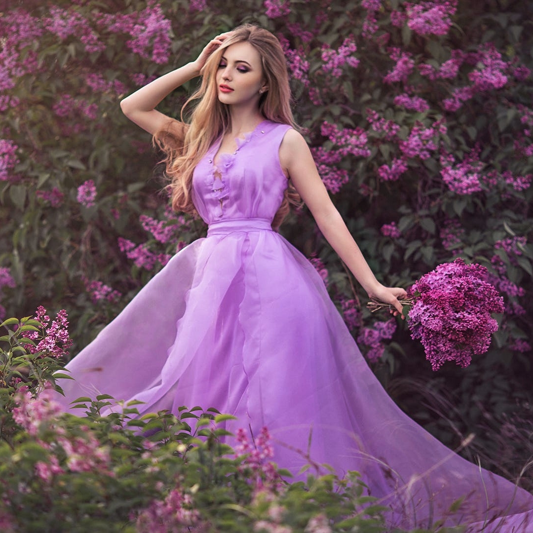 Girl in Lilacs by Sergey Shatskov