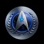 Sci‑fi Star Trek forum avatar: metallic circular Starfleet delta insignia with a blue star set against a laurel‑wreathed dark background.