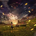 evening schoolgirl flower school uniform butterfly piano Anime music anime sunset PFP