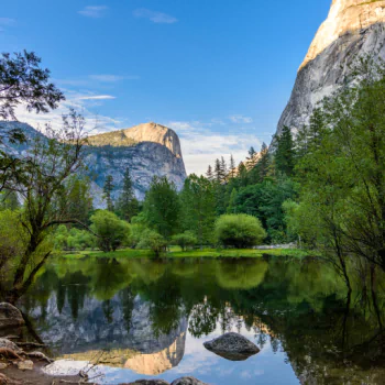 cliff reflection mountain lake California Yosemite National Park nature PFP