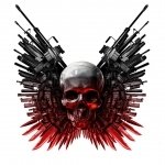 Dark skull with red underglow and mechanical, gun-like wings radiating behind it, designed as a forum avatar/pfp/profile photo.