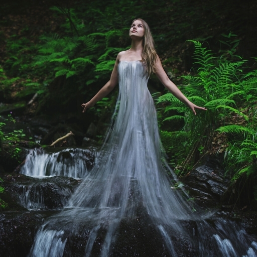Girl with Waterfall Dress