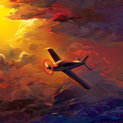 Flying Plane In Clouds Artwork by LimKis