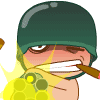 Cartoon avatar of a character wearing a helmet and aiming a gun, suitable for a profile picture or avatar with a military theme.