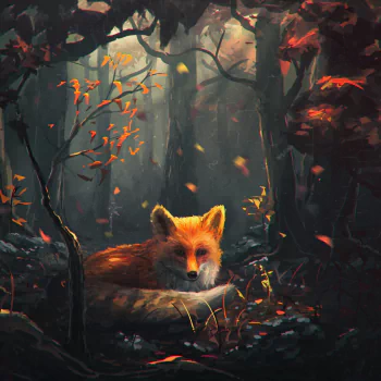  Red Fox in Autumn Forest