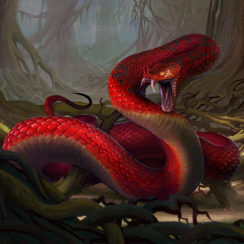  Red snake baring its fangs by Pherigo