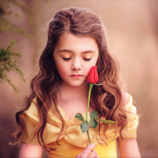 Little Girl with Red Rose