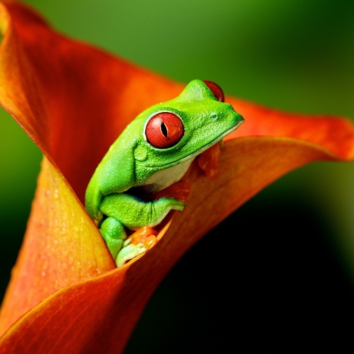 Red-Eyed Tree Frog Inside a Calla Lily