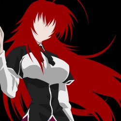 Avatar of Rias Gremory from High School DxD — anime profile image with long, flowing red hair and school uniform silhouette against a black background.
