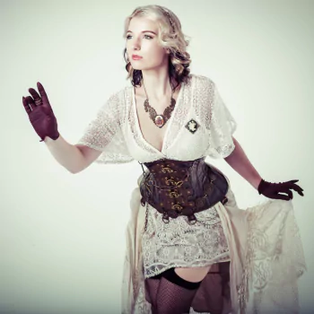 necklace blue eyes blonde model steampunk woman PFP