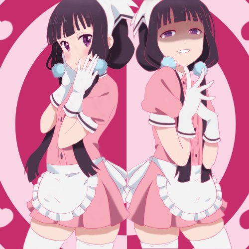 Download Smile Maid Glove Blush Purple Eyes Black Hair Long Hair Blend S Maika Sakuranomiya Anime PFP