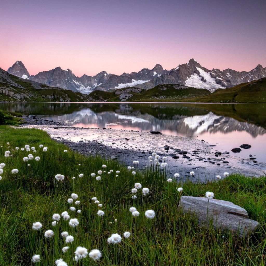 Download Mountain Landscape Reflection Grass Nature Lake PFP