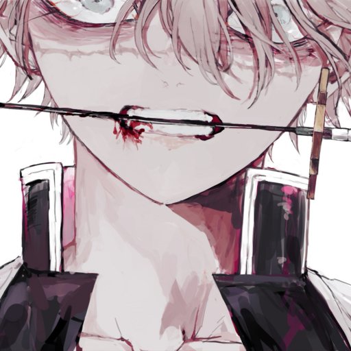 Forum avatar of Sanemi Shinazugawa (Demon Slayer: Kimetsu no Yaiba) — close-up anime profile with a blood-smeared mouth clenching a thin rod, cropped at the eyes and collar.