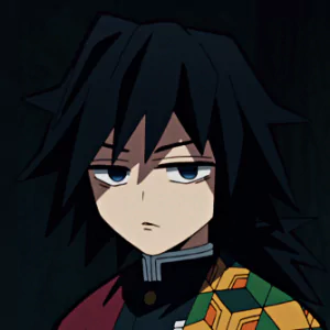 Anime forum avatar featuring Giyu Tomioka from Demon Slayer: Kimetsu no Yaiba with a serious expression and distinct patterned haori.