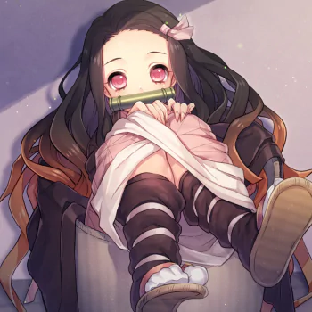 pink eyes black hair long hair Demon Slayer: Kimetsu no Yaiba Nezuko Kamado Anime PFP
