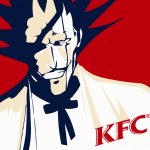 Anime-style avatar featuring a Bleach character with spiky hair, bold shadows, and a white uniform against a red background, incorporating the KFC logo.