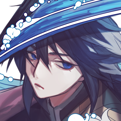 Close-up anime illustration of Giyuu Tomioka from Demon Slayer: Kimetsu no Yaiba, featuring his distinctive blue eyes and flowing dark hair, used as a forum avatar.