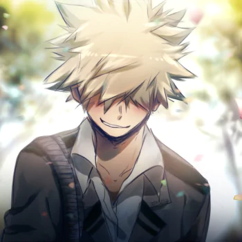 Forum avatar of Katsuki Bakugou from the anime My Hero Academia, featuring his spiky blond hair and a confident smirk against a blurred outdoor background.