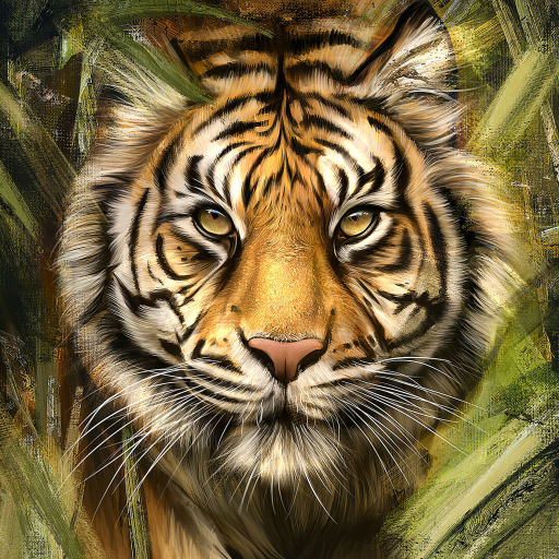 Painting of Tiger's Face by Vincent Chu