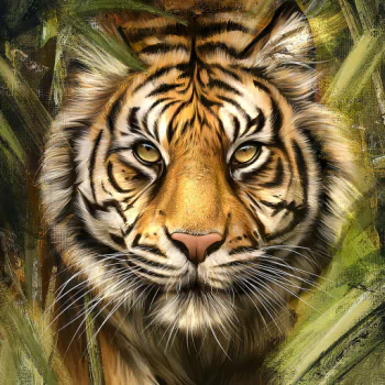  Painting of Tiger's Face by Vincent Chu