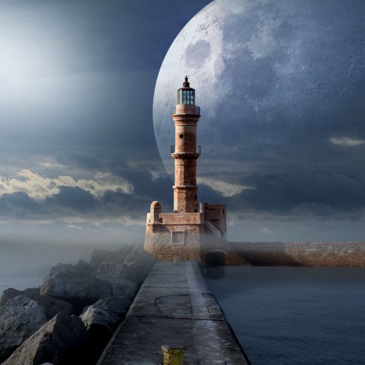 Download Moon Dock Pier Lighthouse Artistic  PFP