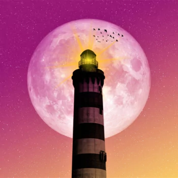  Full Moon over Lighthouse