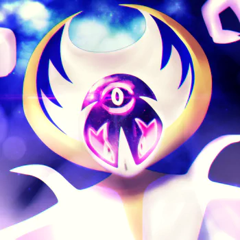 Lunala (Pokémon) forum avatar from Pokémon Sun and Moon / Pokémon Moon: stylized crescent-moon head with a glowing purple cosmic eye.