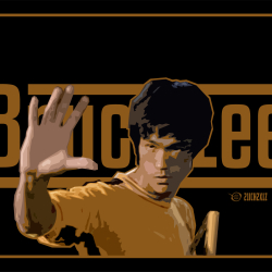 Bruce Lee with Nunchucks