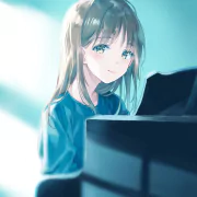 brown eyes piano brown hair long hair Anime Original PFP