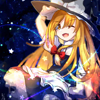 yellow eyes hat blonde Marisa Kirisame Anime Touhou PFP