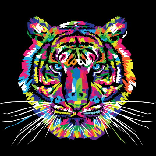 Rainbow Colored Tiger Head by Saiful Anwar