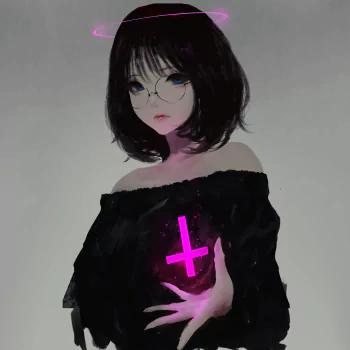 cross black hair blue eyes short hair glasses Anime Original PFP